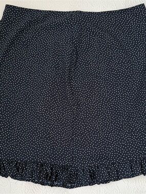 LOFT Black and White Polka Dot Skirt with Ruffle Detail